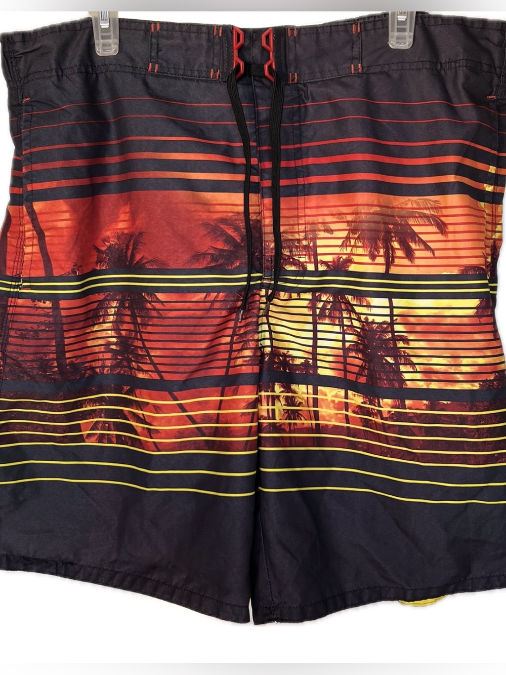 Joe Boxer Sunset Palm Tree Board Shorts Men’s Large Swim Trunks Beach Surf